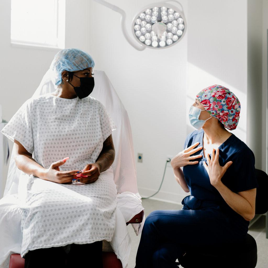 Dr. Sieffert discussing anesthesia options with a patient